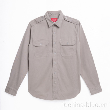 camicia da uomo a maniche lunghe al 100% di cotone di cotone